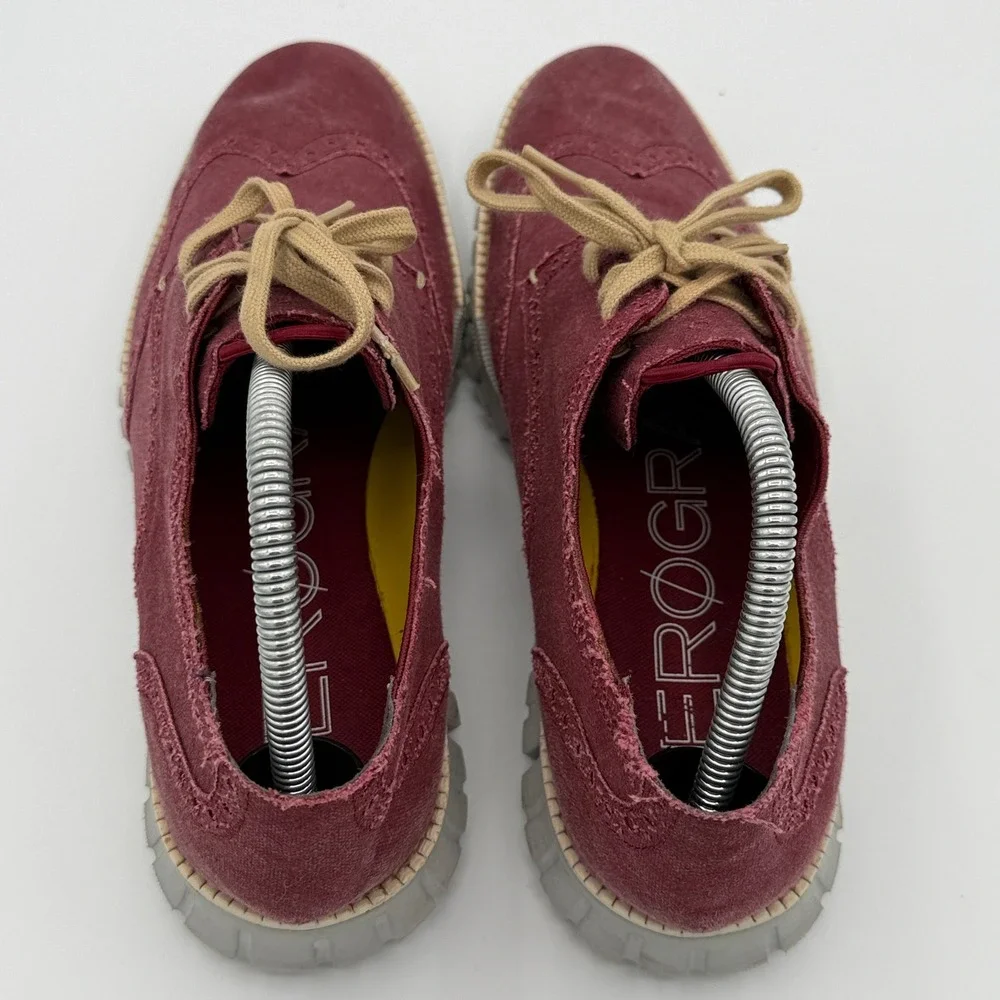 Cole Haan Zerogrand Wingtip Oxford Mens 8.5 Burgundy Canvas C21089 Grand.OS
